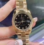 Copy Rolex Datejust Black Diamond Face 31mm Presidential Strap Rose Gold Watch